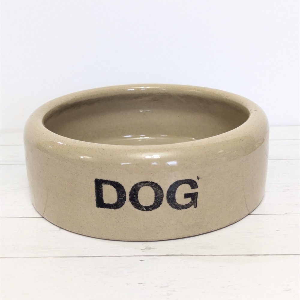 Stoneware Crock "DOG" Bowl 6" Tan Pearsons Of Chesterfield Pottery Made England